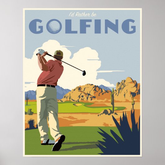 Ik zou ook liever golfen. poster (Voorkant)