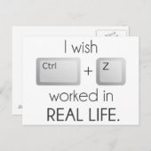 Ik zou willen dat CTRL Z in het echte leven werkte Briefkaart (Voorkant / Achterkant)