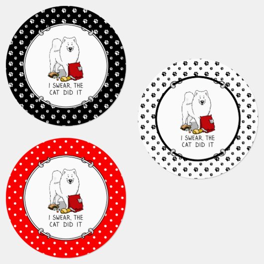 Ik zweer dat de kat het Samoyed Dog Messy Funny Labels (Groep)