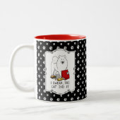 Ik zweer dat de kat het Samoyed Dog Messy Funny Tweekleurige Koffiemok (Links)
