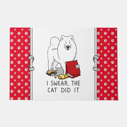 Ik zweer het, de kat deed het Samoyed Dog. Deurmat (Voorkant)