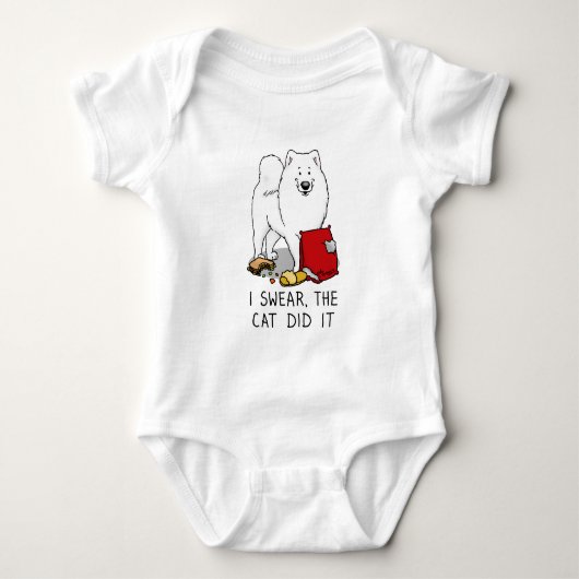 Ik zweer het, de kat deed het Samoyed Dog. Romper (Voorkant)