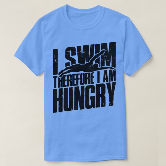 Ik zwem dus ik heb honger zwemmen t-shirt (Design voorkant)