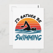 Ik zwem liever retro zwemmer briefkaart (Voorkant / Achterkant)