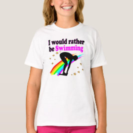 IK ZWEM LIEVER ROZE REGENBOOGDESIGN T-SHIRT