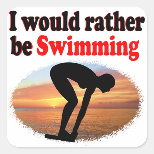 IK ZWEM LIEVER VIERKANTE STICKER (Voorkant)