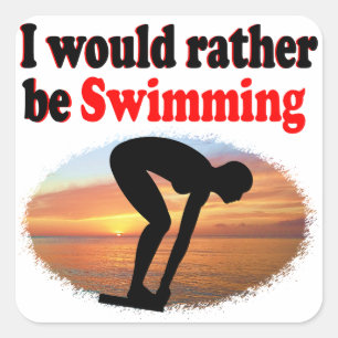 IK ZWEM LIEVER VIERKANTE STICKER