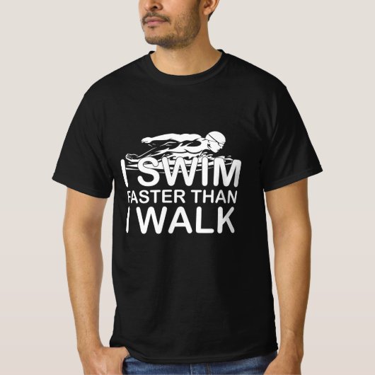 Ik zwem sneller dan ik wandel t-shirt (Voorkant)