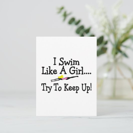 Ik zwom als een meisje dat probeert op te houden briefkaart (Staand voorkant)