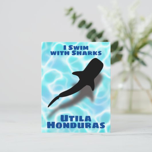 Ik zwom met Sharks Utila, Honduras Whale Shark Briefkaart (Staand voorkant)