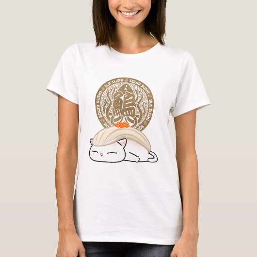 Ika Squid Sushi Cat T-shirt (Voorkant)