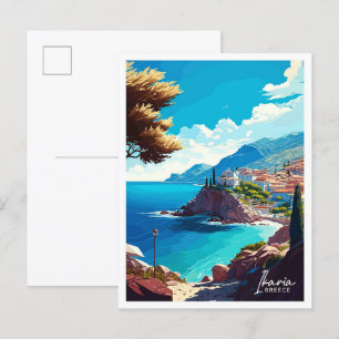 Ikaria Griekenland Reizen  Illustratie Briefkaart