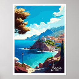 Ikaria Griekenland Reizen  Illustratie Poster