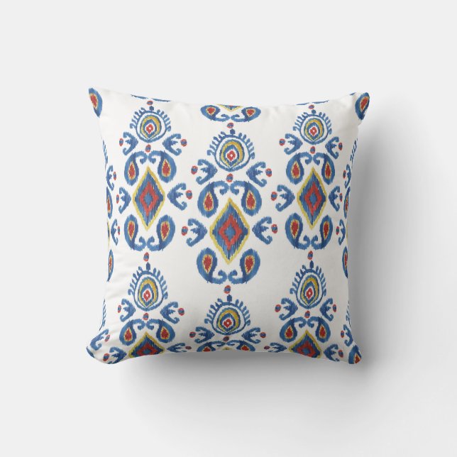 Ikat Abstract: Waterverf Oosterse motieven. Kussen (Voorkant)