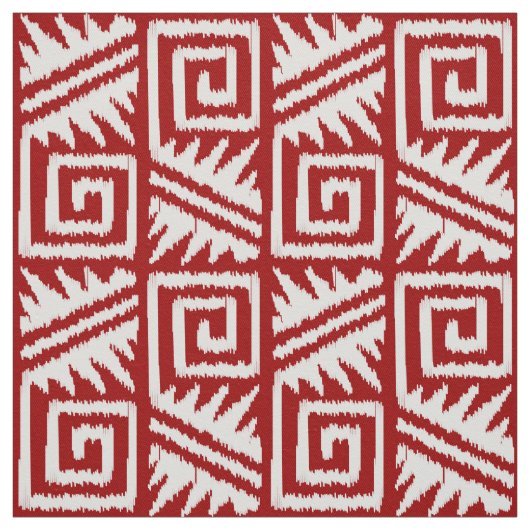 Ikat Aztec - Deep Red en White Stof (Swatch)