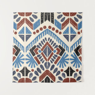 Ikat Aztec: etnisch geometrisch Ornament. Wandkleed