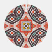 Ikat Aztec: Etnische gestreepte textuur Glas Ornament (Achterkant)