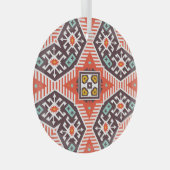 Ikat Aztec: Etnische gestreepte textuur Glas Ornament (Voorkant Rechts)
