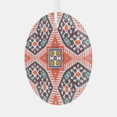 Ikat Aztec: Etnische gestreepte textuur Glas Ornament (Voorkant links)