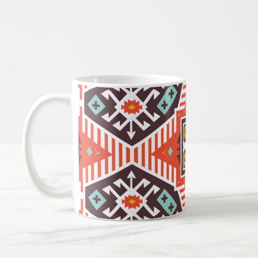 Ikat Aztec: Etnische gestreepte textuur Koffiemok (Links)
