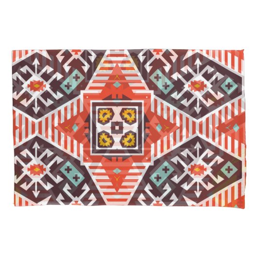 Ikat Aztec: Etnische gestreepte textuur Kussensloop (Voorkant)