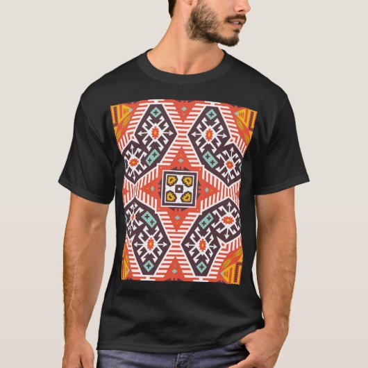 Ikat Aztec: Etnische gestreepte textuur T-shirt (Voorkant)