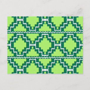 Ikat Aztec motief - Bos en limoengroen Briefkaart