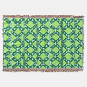 Ikat Aztec motief - Bos en limoengroen Deken