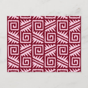 Ikat Aztec motief - Bourgondië en Roze Briefkaart