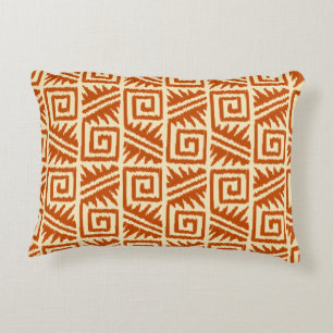 Ikat Aztec motief - Mandarijn en Licht Oranje Accent Kussen