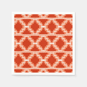 Ikat Aztec motief - Roest, Oranje en wit Servet