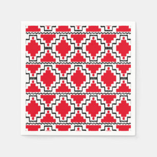 Ikat Aztec motief - Rood, Zwart en Wit Servet