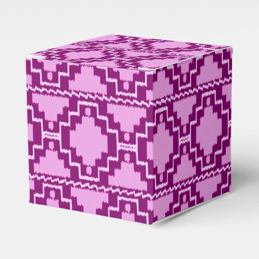 Ikat Aztec Pattern - Amethyst Paars en Violet Bedankdoosjes (Voorkant Zijde)
