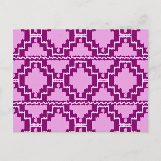 Ikat Aztec Pattern - Amethyst Paars en Violet Briefkaart (Voorkant)