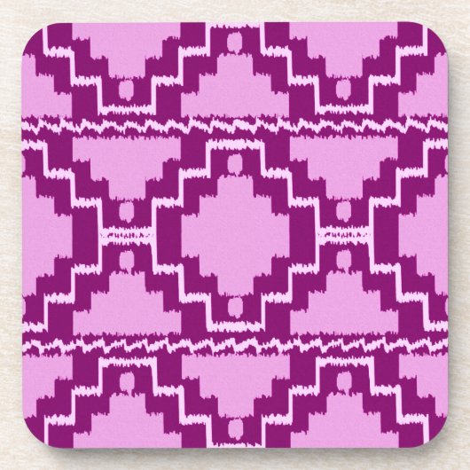 Ikat Aztec Pattern - Amethyst Paars en Violet Drankjes Onderzetter (Voorkant)