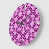 Ikat Aztec Pattern - Amethyst Paars en Violet Grote Klok (Hoek)