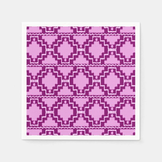 Ikat Aztec Pattern - Amethyst Paars en Violet Servet (Voorkant)
