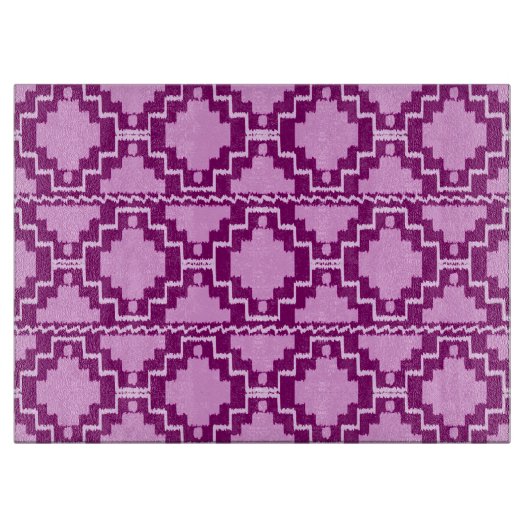 Ikat Aztec Pattern - Amethyst Paars en Violet Snijplank (Voorkant)