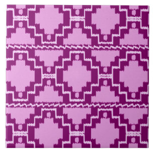 Ikat Aztec Pattern - Amethyst Paars en Violet Tegeltje