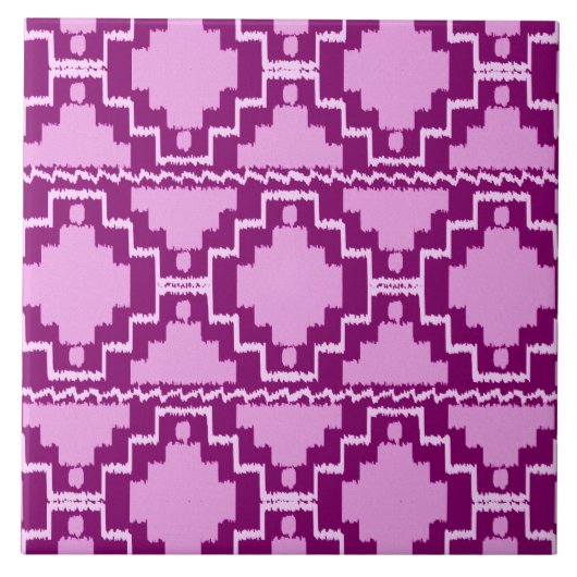 Ikat Aztec Pattern - Amethyst Paars en Violet Tegeltje (Voorkant)