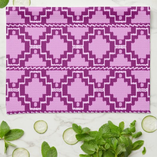 Ikat Aztec Pattern - Amethyst Paars en Violet Theedoek (Gevouwen)