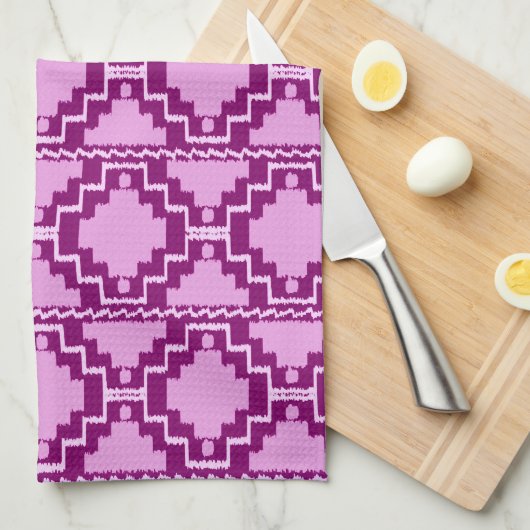 Ikat Aztec Pattern - Amethyst Paars en Violet Theedoek (Quarter Fold)