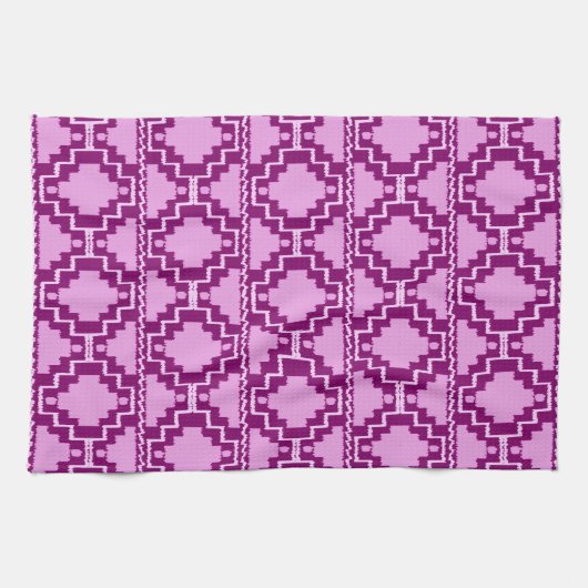 Ikat Aztec Pattern - Amethyst Paars en Violet Theedoek (Horizontaal)