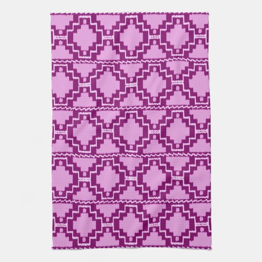 Ikat Aztec Pattern - Amethyst Paars en Violet Theedoek (Verticaal)