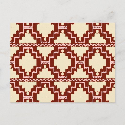 Ikat Aztec Pattern - Beige, Bourgogne en roze Briefkaart (Voorkant)