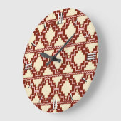 Ikat Aztec Pattern - Beige, Bourgogne en roze Grote Klok (Hoek)