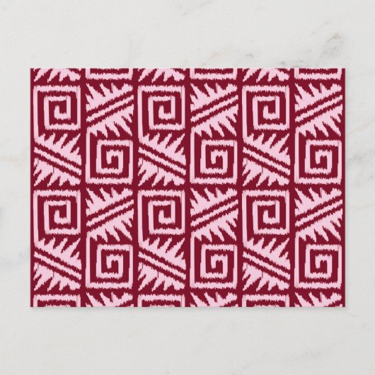 Ikat Aztec Pattern - Burgundy and Pink Briefkaart (Voorkant)