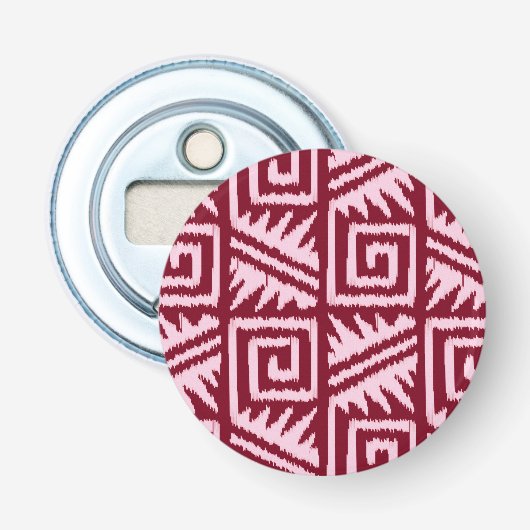 Ikat Aztec Pattern - Burgundy and Pink Button Flesopener (Voorkant)