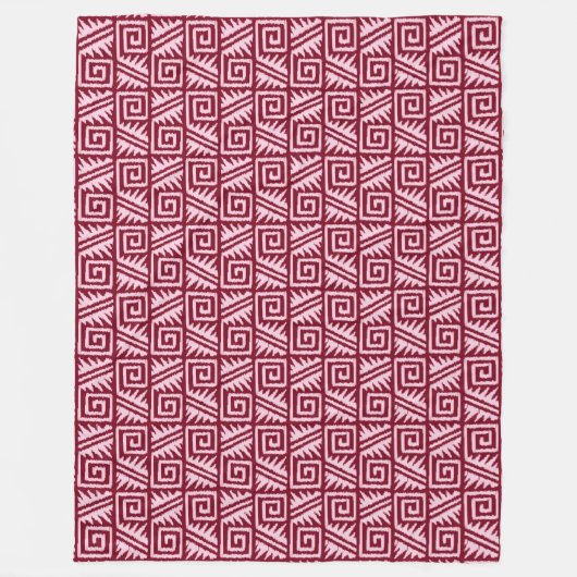 Ikat Aztec Pattern - Burgundy and Pink Fleece Deken (Voorkant)
