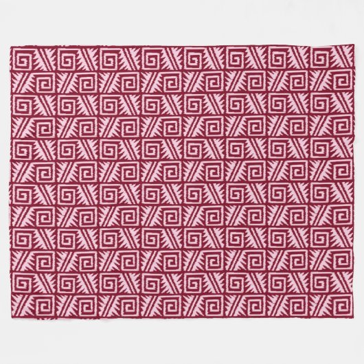 Ikat Aztec Pattern - Burgundy and Pink Fleece Deken (Voorkant (Horizontaal))